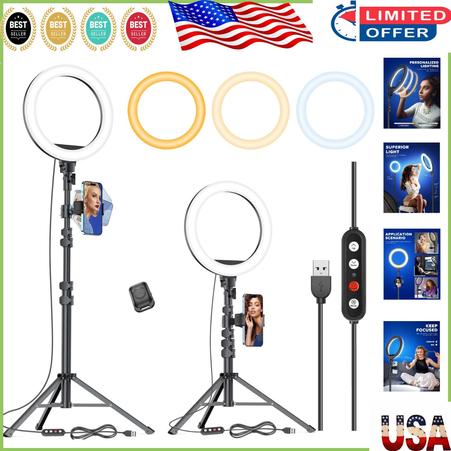 LED Ring Light Bundle: 10.2