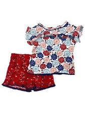 Infant Toddler Girls Red White Blue 4th of July Shorts Shirt Outfit