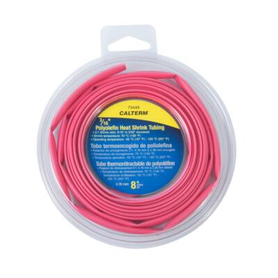 NOS! LOT OF (2) CALTERM 3/16'' RED POLYOLEFIN HEAT SHRINK TUBING, 8ft, 73449