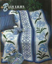 NEW BLUE LILIES ANNIE'S CROCHET QUILT  AFGHAN CLUB PATTERN INSTRUCTIONS