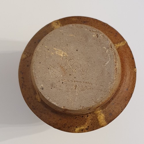 Vintage MCM Earthenware Covered Jar Ash Glaze Threaded 6.5"H Signed - Picture 17 of 18