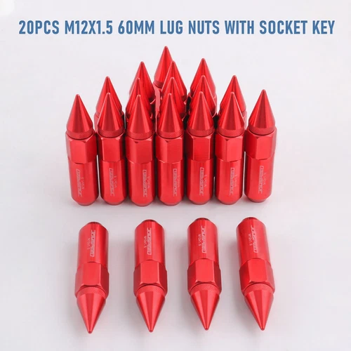 Cap Spiked Racing Wheel Lug Nuts 20PCS M12 x 1.5mm 60mm Arrow Style New - Picture 48 of 66