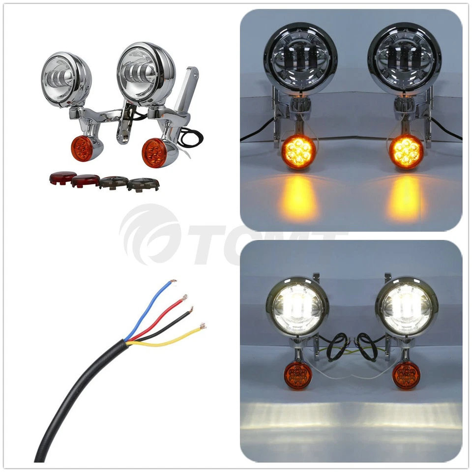 Soporte de luz antiniebla de punto LED de señal de giro para Harley Electra Street Glide FLHX FLHR Foto 2 de 4