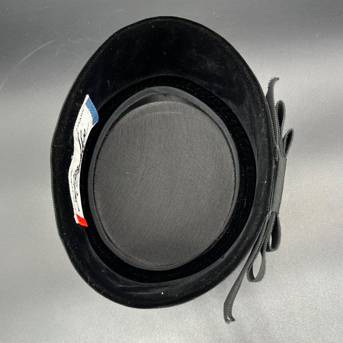 Vintage Black Velvet Cocktail Hat Satin Bow Jackie Kennedy 1960s From Jackie Kennedy main image 3