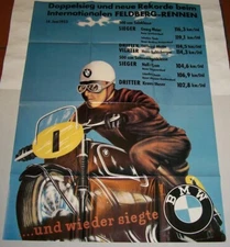 Poster BMW Feldberg Race 1953 Motorcycle Sidecar etc 83x57 cm Motorsport RP