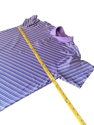 St Andrew’s of Scotland Men’s Polo Shirt Size Large Purple White Black Stripes - Picture 7 of 9