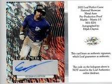 2023 Leaf Perfect Game Metal Auto Proof Marble Matrix Elijah Clayton 1/1