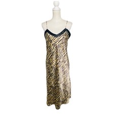 Vintage Victoria Secret Women Medium Animal Print Long Satin Nightgown Nightie