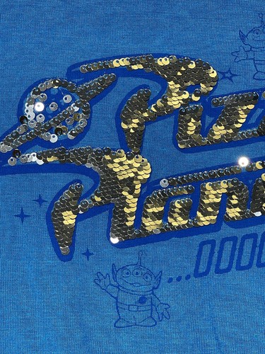 Disney Pixar Toy Story 4 Pizza Planet Blue Sequined Dress Girls MEDIUM 7/8 NWT - Picture 3 of 7