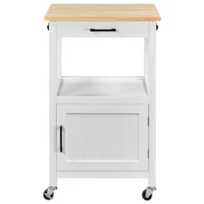 Kitchen Island Cart On Wheels Coffee Cart w/Drawer, Storage Cabinet L22xW18xH35