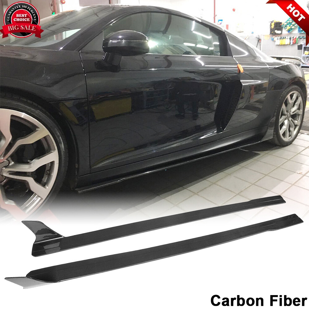 For Audi R8 V8 V10 2008-2015 Carbon Fiber Side Skirts Extension Lip Spoiler Kit
