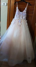 Pink open backFlower Girl Dress for Wedding W/flowers Puffy Pageant Dress
