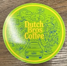 DUTCH Bros STICKER February RELEASE Date 2023 LUV Green YELLOW Coffee RARE!
