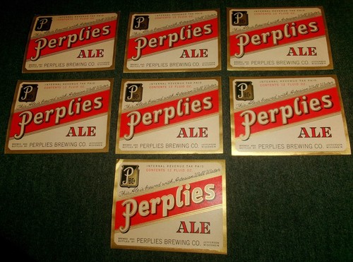 Lot of Perplies Ale, Perplies Brewery, Jefferson Wisconsin Vintage Labels