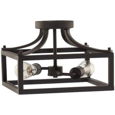 Hampton Bay Boswell Quarter Farmhouse Semi-Flush Mount Light Distressed Black