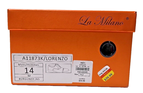 La Milano Patina Collection Lorenzo Burgundy 14 New w/Box - Picture 2 of 5