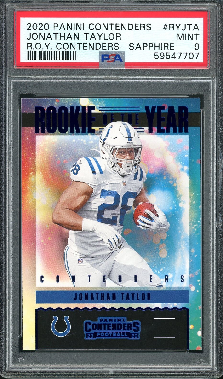 Jonathan Taylor Panini Contenders Rookie of the Year Contenders #RYJTA Sapphire