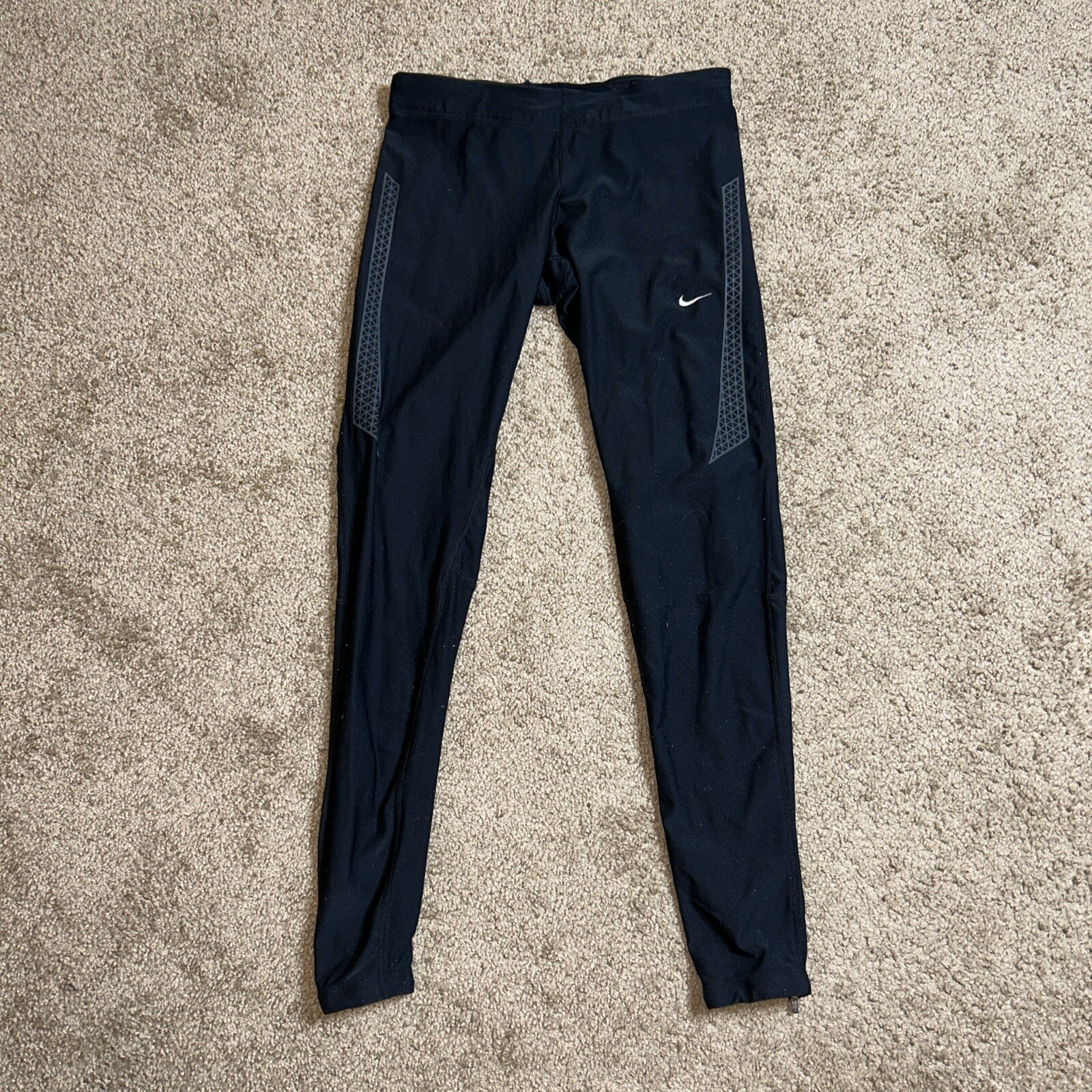 Nike Runnings Leggings Mujer Mediano Negro Tecnología 2 Correr Cremallera Tobillo Dri Fit
