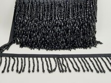 CRYSTAL Beaded Fringe Trim, Crystal Fringing on satin Ribbon. 6cm wide