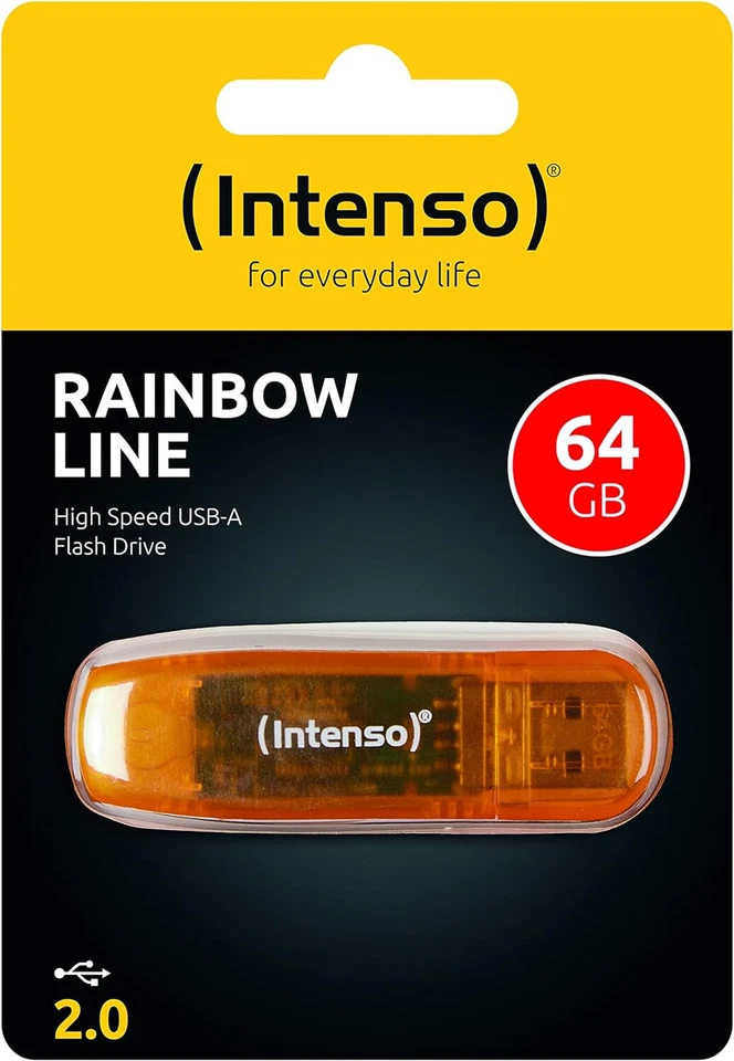 Genuine Intenso 64GB Rainbow Line Transparent USB Memory Stick Flash drive, UK - Image 4 of 4