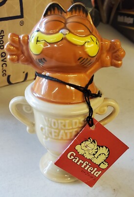 Garfield 1978 Enesco Ceramic World's Greatest Trophy 4.5'' Tall!