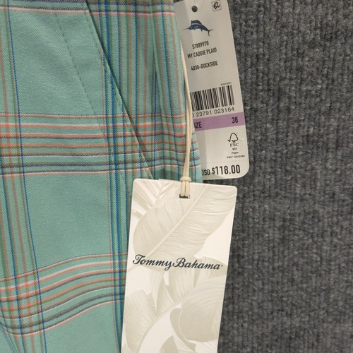 Pantaloncini Tommy Bahama On Par Uomo 38 Blu Caddie Plaid IslandZone Golf Performance - Foto 10 di 11
