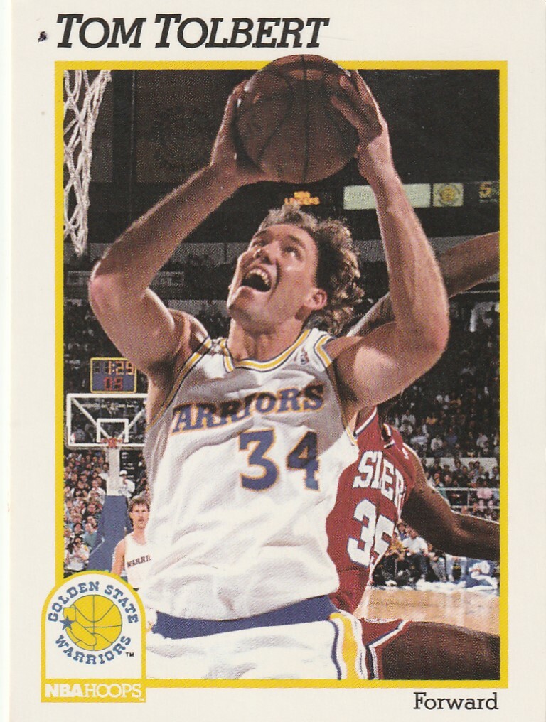 FREE SHIPPING-MINT-1991-92 Hoops #74 TOM TOLBERT WARRIORS