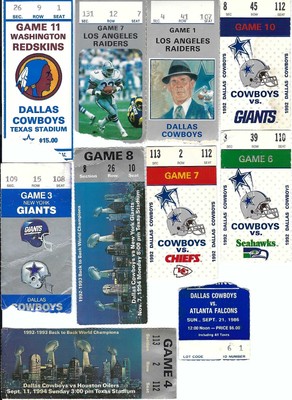 de 17 Diferentes BOLETOS DE FÚTBOL AMERICANO DALLAS VAQUEROS NFL 1976-2010 REDSKINS, GIGANTES ++ | eBay