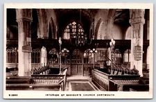 England Darthmouth Interior St Saviours Church RPPC Vintage Postcard