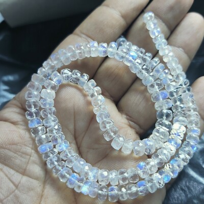 AAA++ RAINBOW MOONSTONE FACETED RONDELLE 6-8 MM GEMSTONE BEADS 15'' STRANDS