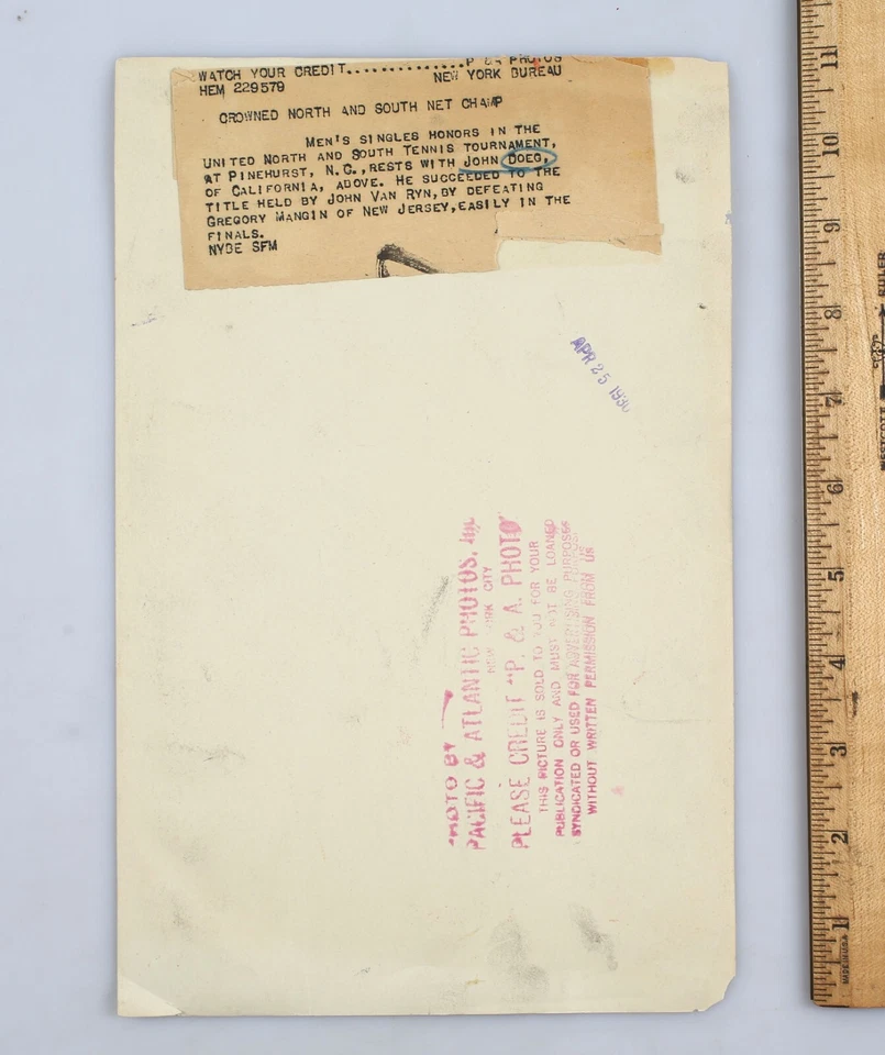 Vintage Photo Tennis John Doeg U.S. Open Champion in 1930 - Image 2 of 2