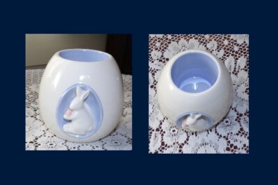 NIB Yankee Candle Retired 2017 Easter Egg with Bunny Votive Candle Holder