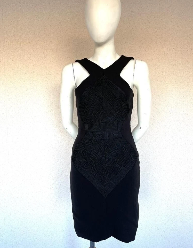 AQUA/AQ Cocktail LBD Dress AQ Black Embroidered Sleeveless UK10*GREAT COND* £190 - Image 4 of 4