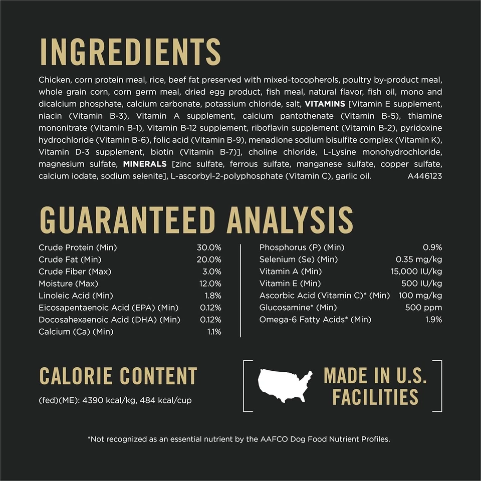 Comida para perros Purina Pro Plan alta en calorías, alta en proteínas 30/20 pollo y arroz 37,5 lb Foto 4 de 4