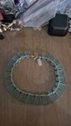 Teri Pelio Artisan Statement Necklace Sea Glass Aqua Green Matte Brass Chunky — photo 6