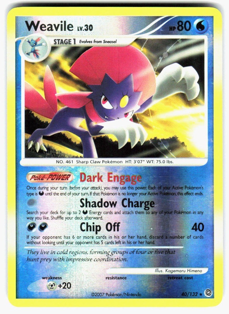Weavile 40/132 Rare Secret Wonders Pokemon Reverse Holo Lightly Played