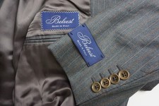 Belvest Gray Brown Striped Wool 2 Pc Suit Jacket Pants Sz 42R US BRAND NEW