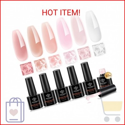 modelones Gel Polish Builder Nail Set, Builder Base Colors Jelly Nude Pink Hard