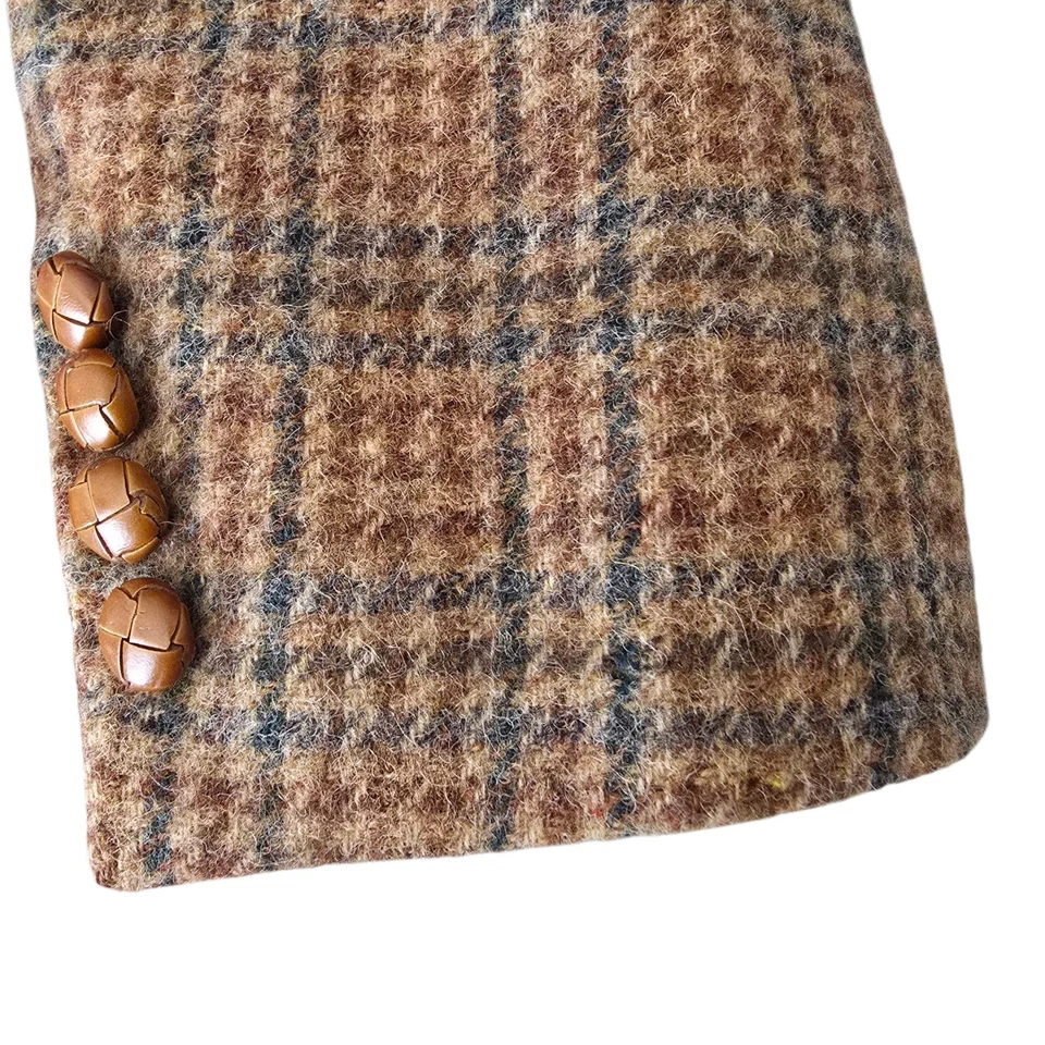 Винтажный твидовый блейзер Corbin 40 л 1960-е клетчатое длинное волокно - Изображение 3 из 4