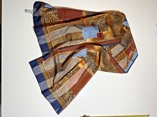 Vintage il Mondo de Angelo Italian Scarf Brown Blue Beige