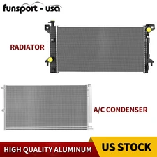 Radiator + AC Condenser For 2009 2010 Ford F150 4.6L 5.4L, 09-14 Expedition 5.4L