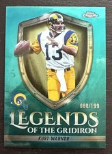 2025 Topps Chrome Kurt Warner Legends of the Gridiron Aqua Refractor #/199 Rams