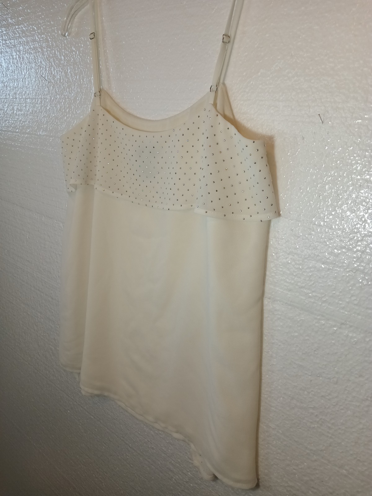 Cache Blouse Spaghetti Strap Flutter Rhinestone Y… - image 5
