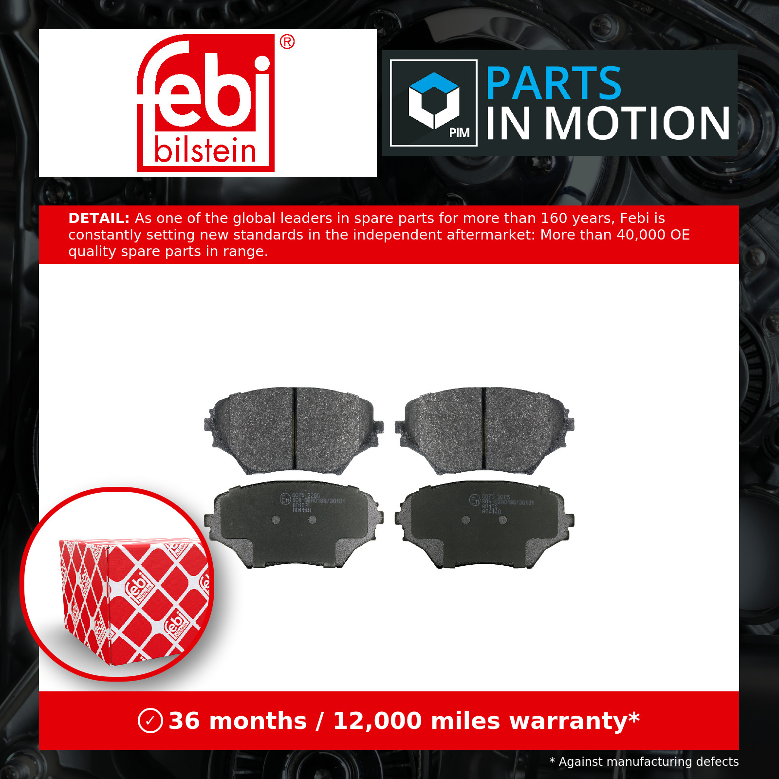 Febi Bilstein 116273 Front Brake Pad Set Fits Toyota Rav 4 0446542070 - Image 2
