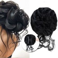 Claw Jaw Clip on in Messy Bun Curly Hair Piece Scrunchie Updo Hair Extension USA