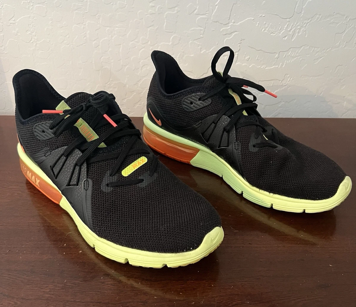 Mens Nike Air Max‎ Sequent 3 Black Orange Volt Sneakers Shoes 921694-012 Size 10 Nike Air Max Sequent 3 Black Orange Volt for Sale  main image 2