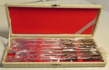 Vintage Unbranded Stainless Steel Fondue Forks Bamboo Handle 11” 6 pc Set Japan