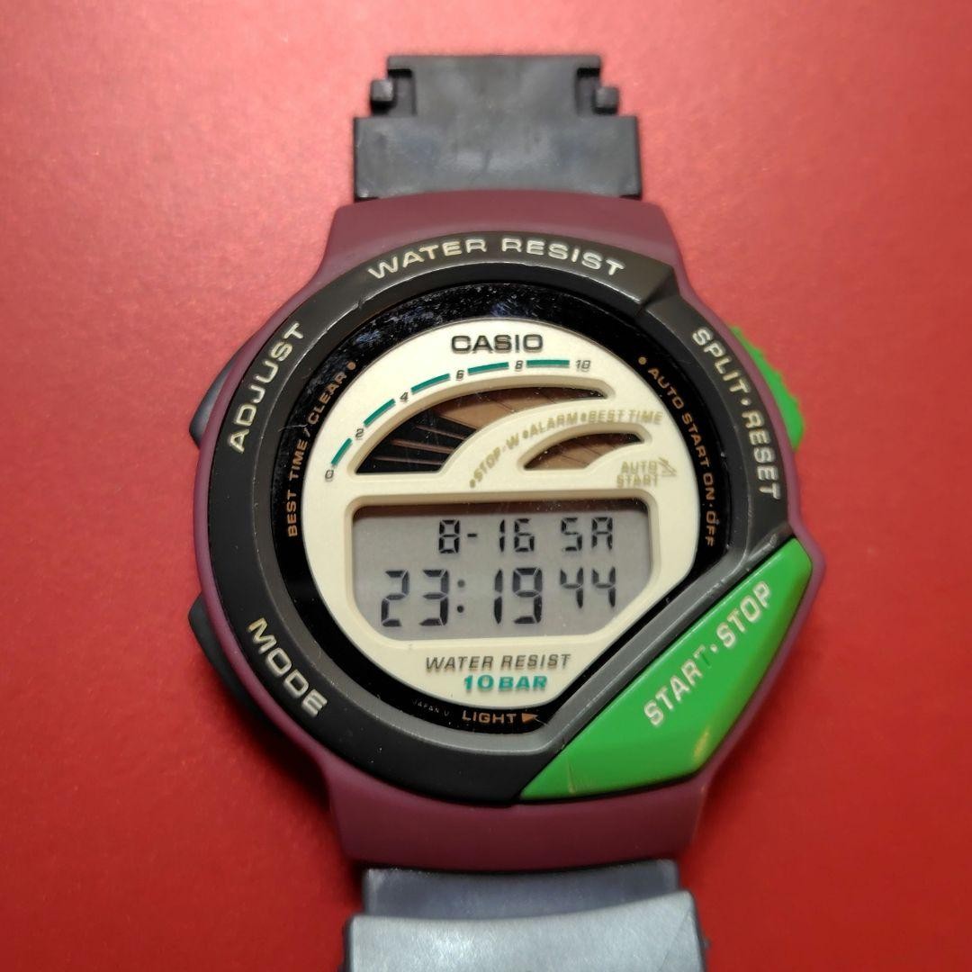 【美品完動レトロカシオ】CASIO SKX-1110 Vintage CASIO SKX-1110 Digital Watch Stopwatch Function Nylon Strap Tested