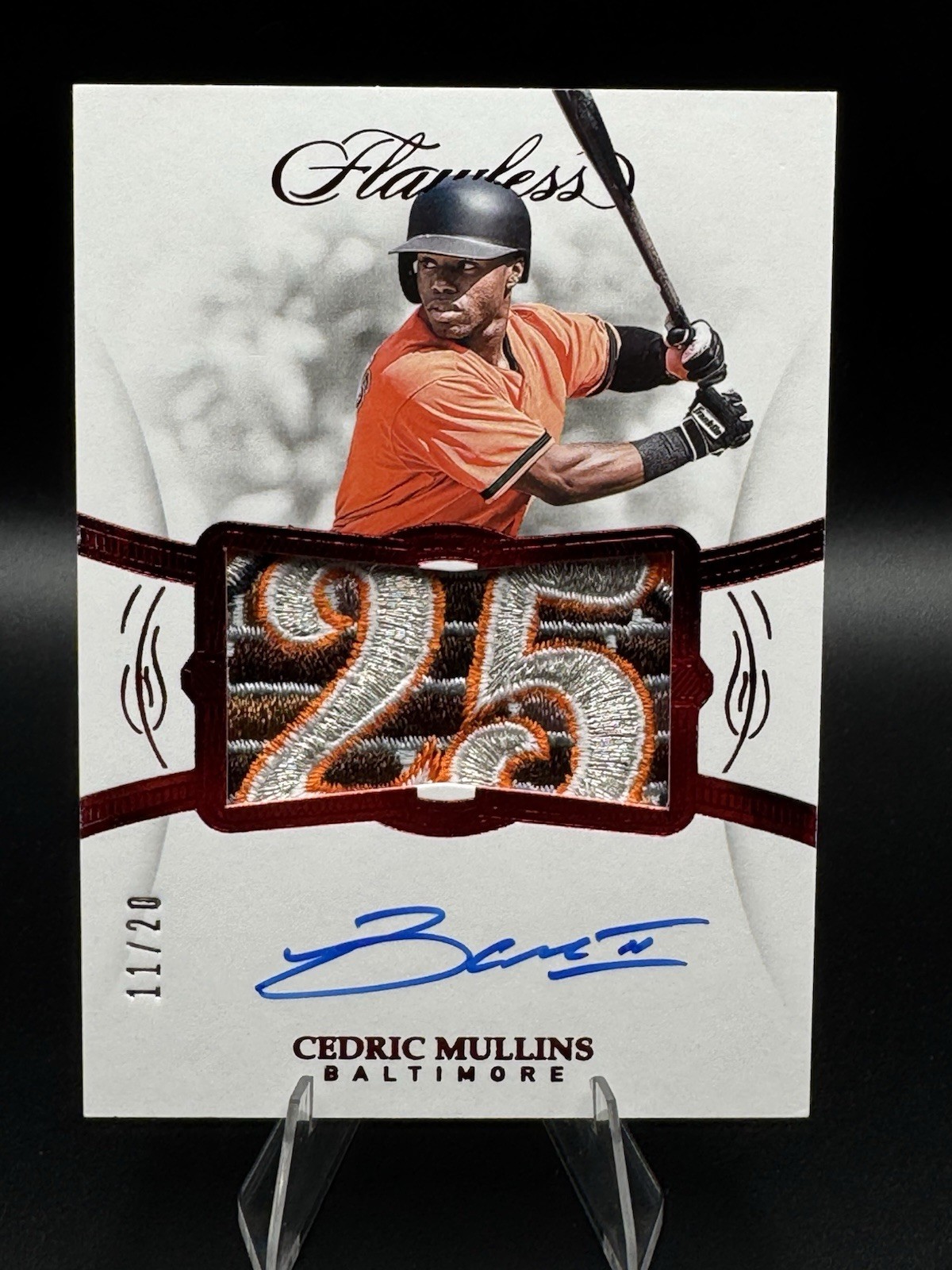 🔥 Cedric Mullins 2019 Flawless RPA RUBY /20 3-Color NUMBER PATCH AUTO Rays view 2
