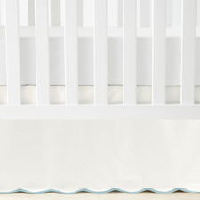Coastal Chic Scalloped Edge Baby Crib Skirt Single 28" W X 52" L  16" Drop Blue
